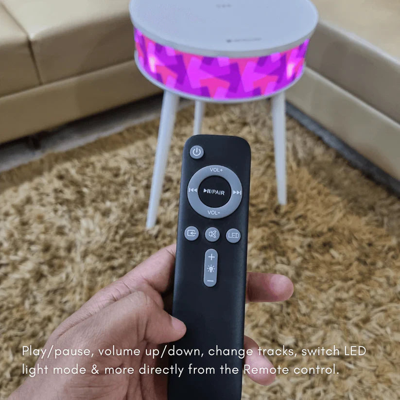 Bluetooth Speaker Table with LED Lights